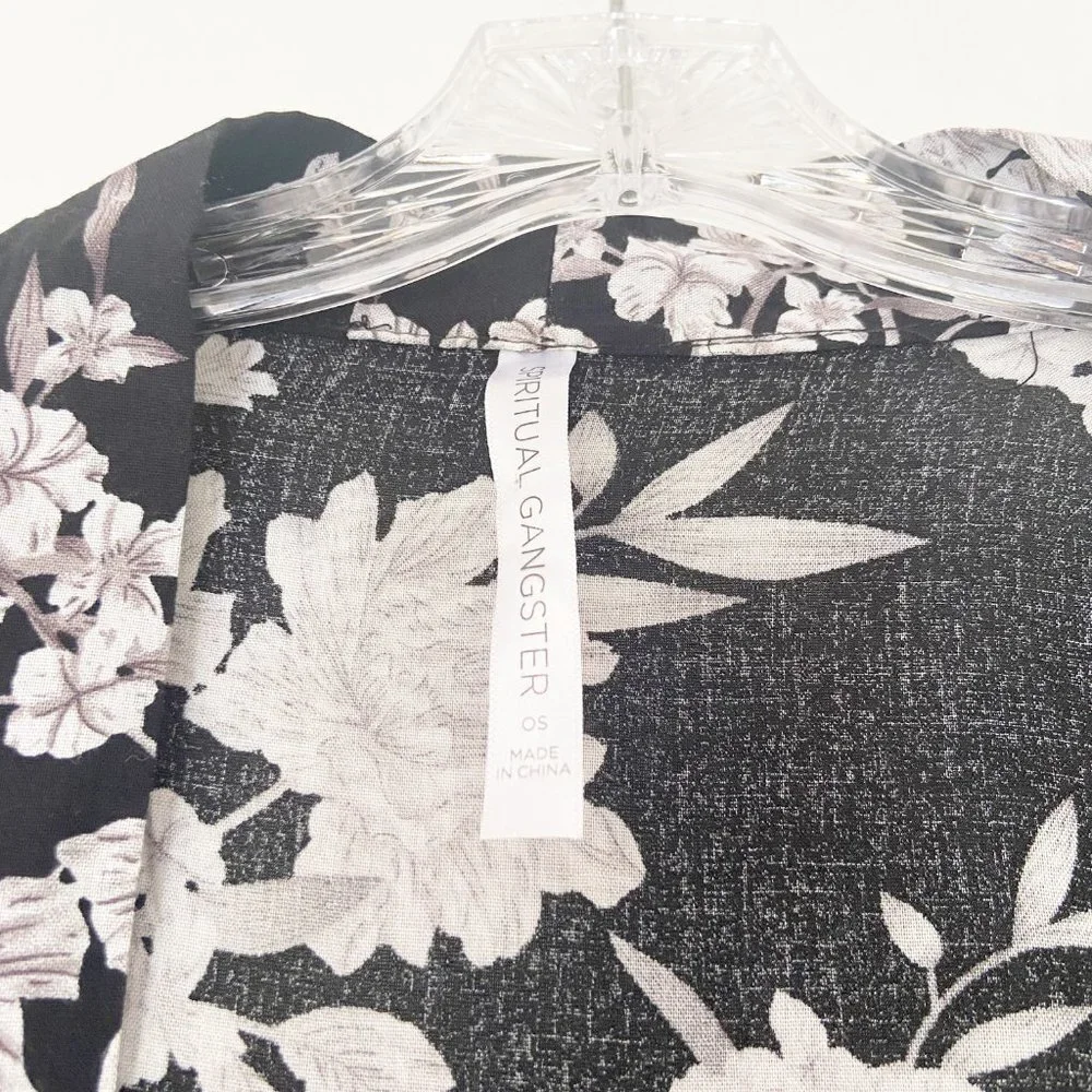Spiritual Gangster Black Floral Maya Kimono - Picture 7 of 10